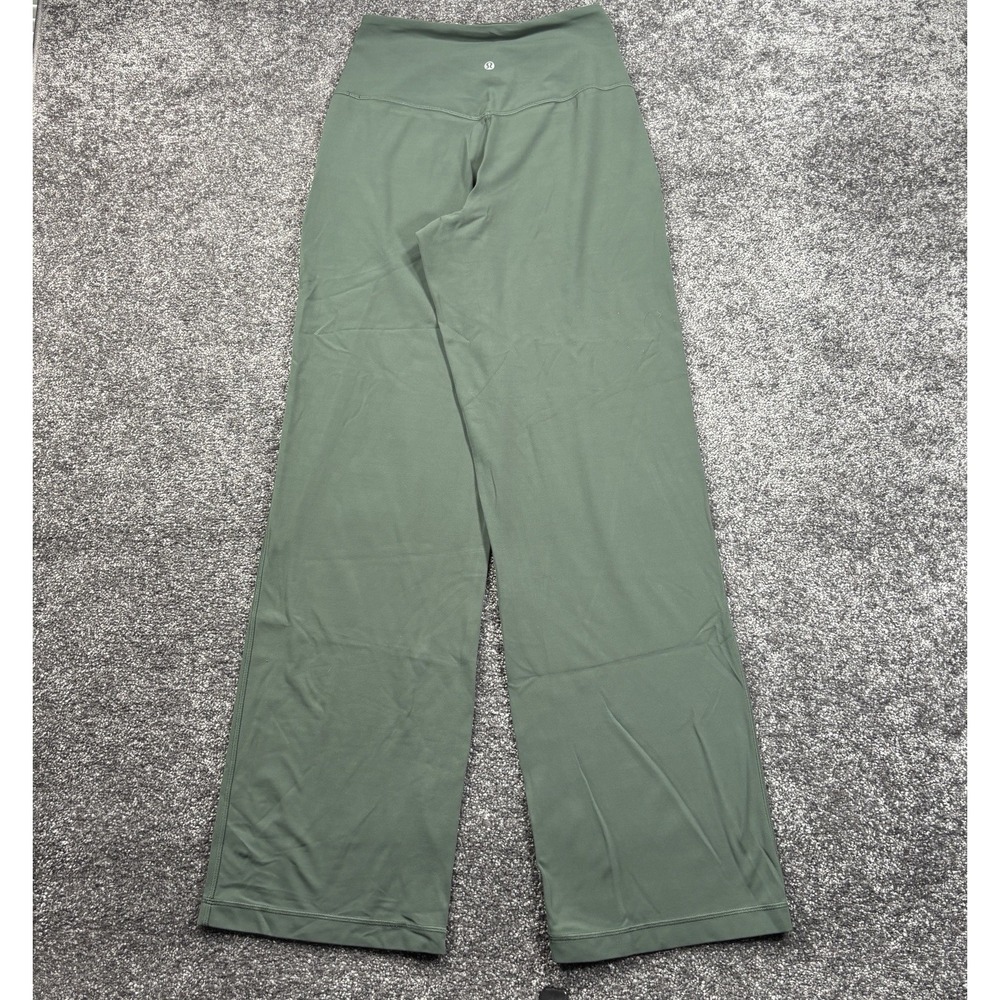 Lululemon Align High Rise Wide Leg Pants Womens 6 Green Logo Nylon Stretch